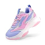 DREAM PAIRS Kids Girls Sneakers Jelly Sole Lace up