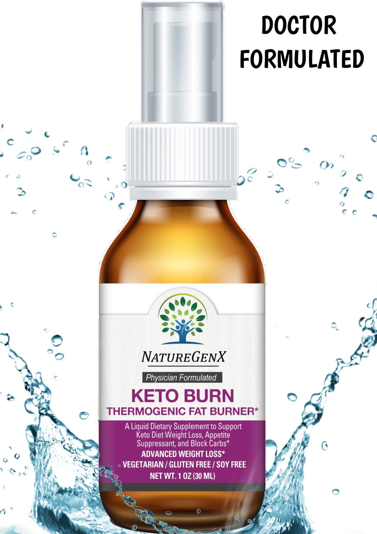 NatureGenX - Keto Burn Liquid Leptin Resistance Fat Burner Hormon, DygloFit Supports Appetite Suppressant, Block Carbs, Leptin Resistant for Woman and Men, Natural Weight Loss - 30 Servings 1oz Spray