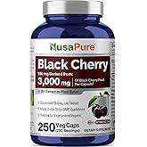 NusaPure Black Cherry Extract 20:1 - Suitable for Vegetarian/Vegan, Non - GMO - 3,000mg 250 Capsules