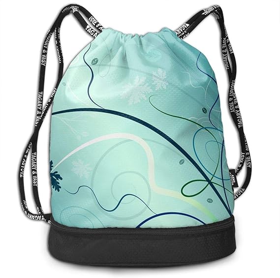 SKQIT Bundle Backpack Flowers Print Drawstring Bags Simple Gym