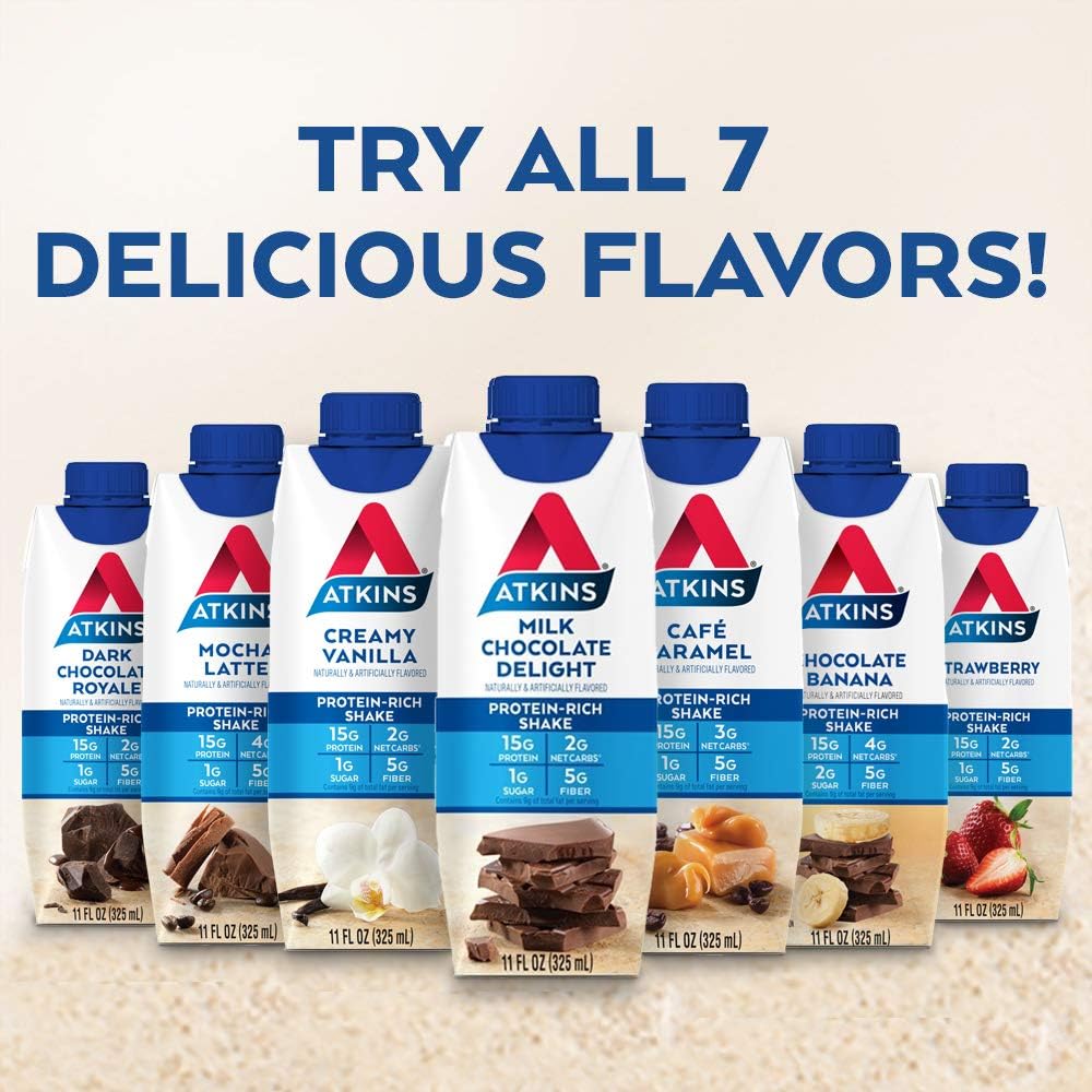 Atkins Milk Chocolate Delight Protein-Rich Shake. Rich and Creamy with High-Quality Protein. Keto-Friendly and Gluten Free. Value Pack. (8 Shakes): Health & Personal Care