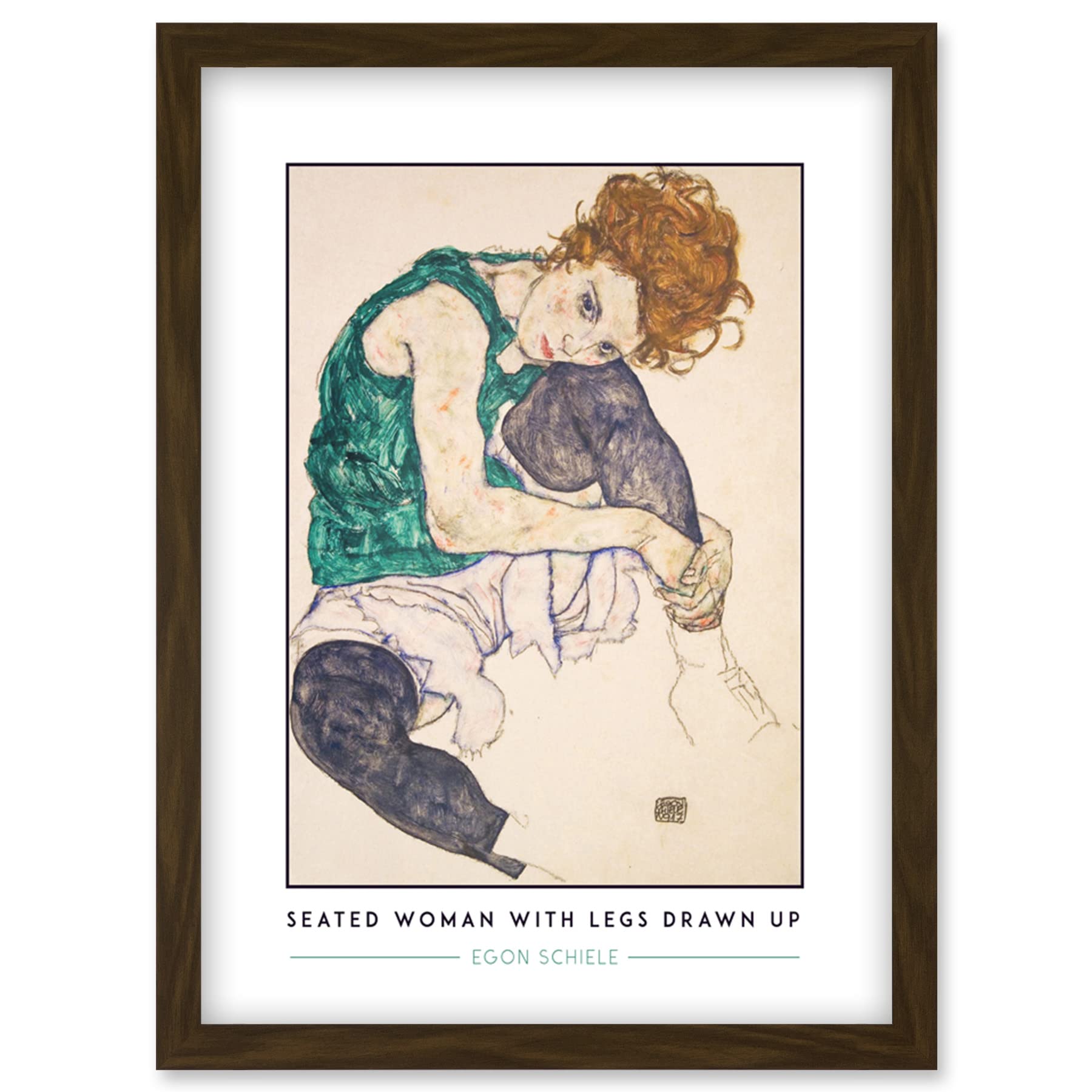 Wee Blue Coo Egon Schiele Seated Woman With Legs Drawn Up Expressionist Painting Artwork Framed Wall Art Print A4