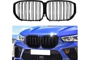 Rongxu Auto X5 G05 Grille Compatible with 2019 2020 2021 2022 2023 BMW X5 G05 Grill, ABS Double Slat Front Kidney Grill, Gloss Black