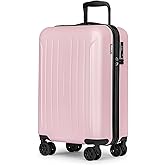 KYME Carry on luggage 22x14x9 Airline Approved Suitcase Hardshell With Double Spinner Wheels, PC+ABS TSA Lock Travel Luggage (Pink, 20" Carry On)