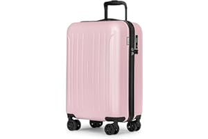 KYME Pink Carry On Luggage 22x14x9 Airline Approved, 20 Inch Hardside Suitcases With Wheels, Hard Shell Suitcase With TSA Lock, Double Spinner Wheels Carry-on (Pink, 20inch Carry-on)
