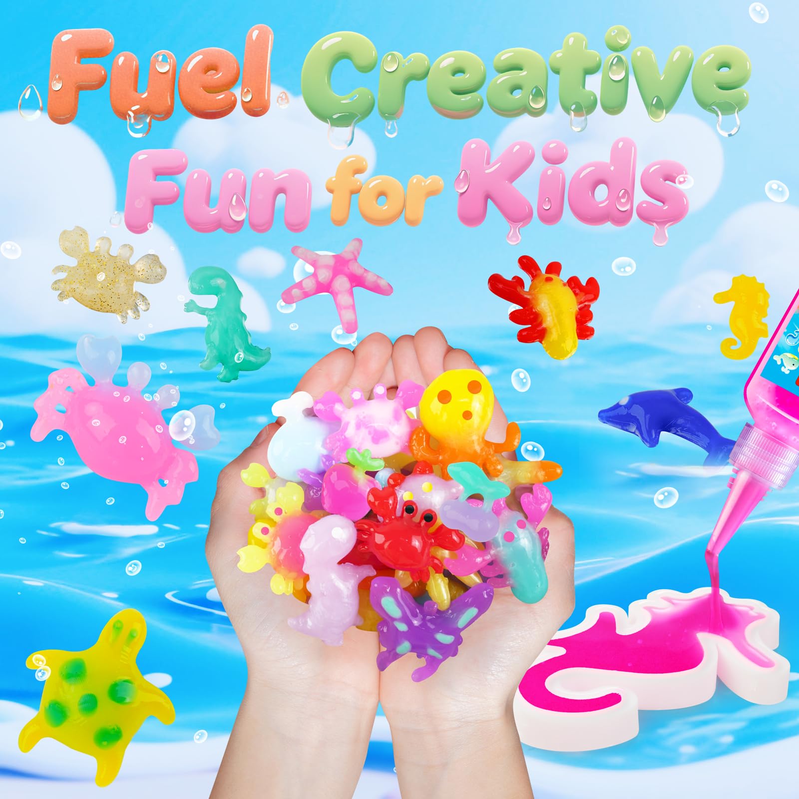 Magic Water Elf Toy Kit with 20 Magic Gels and 24 Shape MoldsMagic Water Elf, Aqua Fairy, Magic Water Gel Kit, DIY Squishy Maker Kit, Magic Water Art Kit Favors, Kids Crafts Ages 4-8
