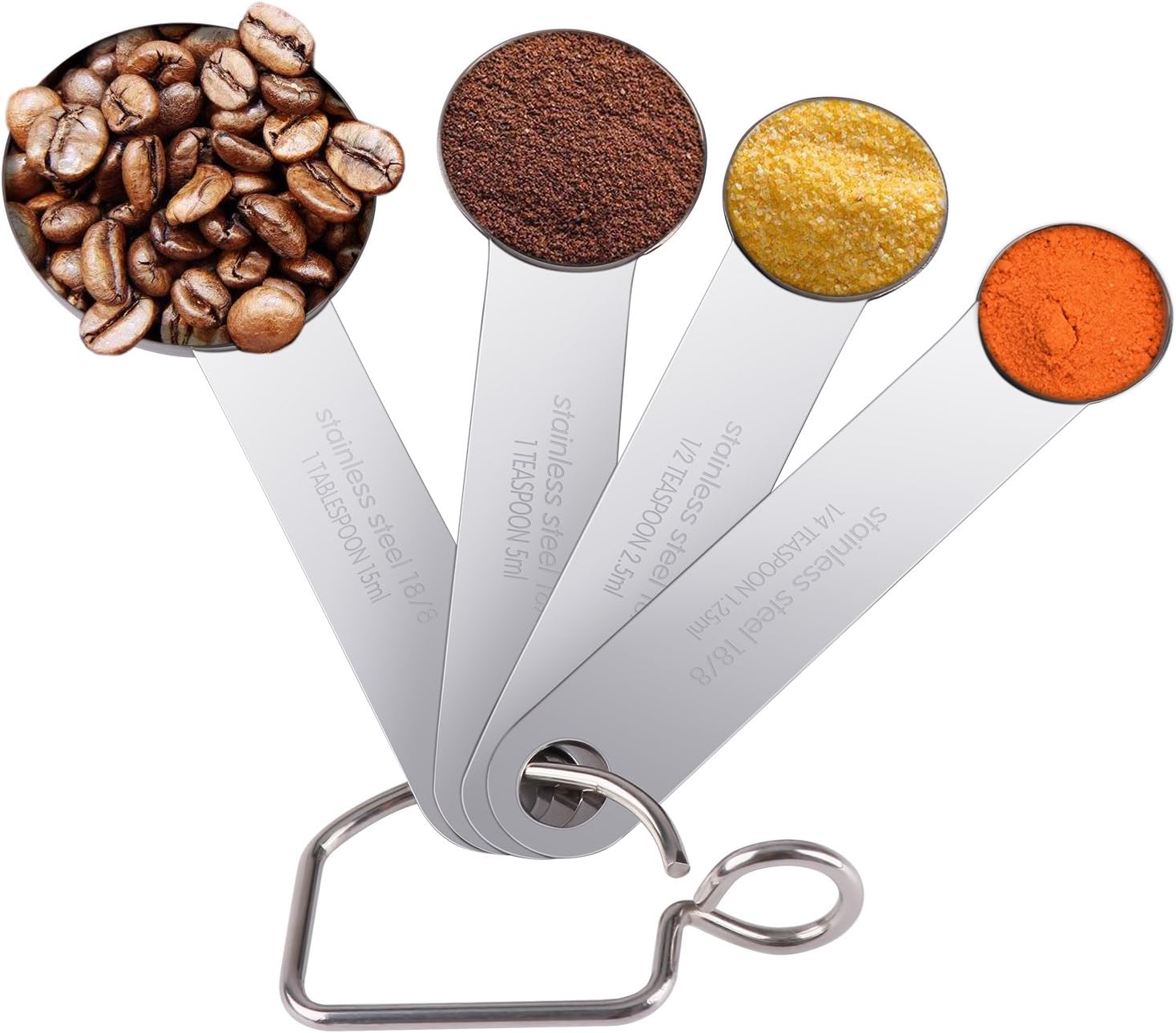 Kaihang Stainless Steel Measuring Spoons, Set of 4 for Measuring Dry and Liquid Ingredients