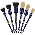 YeewayVeh 6PCS Car Detailing Brush Set, 3pcs Boars Hair Car Detailing Brushes, 3pcs Ultra Soft Detail Brush for Leather Seat