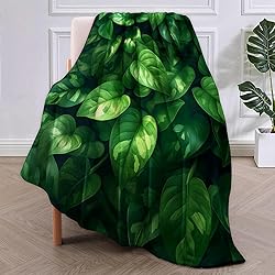 VANZEV Pothos Leaves Blanket,Sage Green Flannel