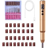 Nail Drill Kit Electric Rechargeable Set Cordless Nail Art Grinding Machine Compact Professional Nail File for Gel Manicure Pedicure Polishing Tool Household,Nail Removal Machine (Golden)