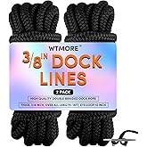 Dock Lines Boat Ropes for Docking Double Braided Mooring Marine Rope Boat Lines for Docking, Dock Lines for Boats with Loop, Boating Rope Boat Lines（2 Pack,4 Pack