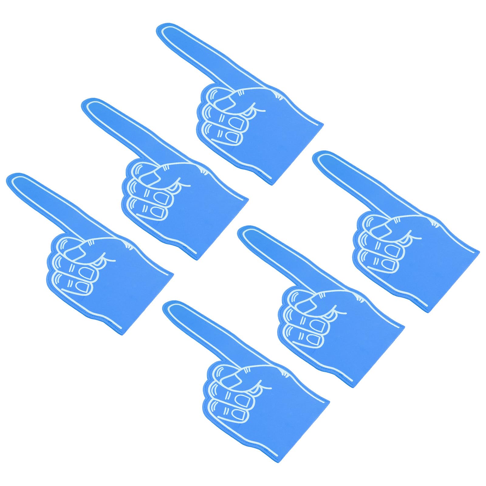 PATIKIL Giant Foam Finger 18 Inch, 6 Pack Number 1 DIY Blank Foam Hand Cheerleading Foam Fingers for Sports Events Games Party Supplies, Blue, White Line