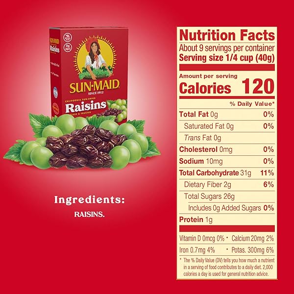 SUN-MAID ORGANIC CALIFORNIA RAISINS SNACK | 12 OUNCE | WHOLE NATURAL DRIED FRUIT | NO ARTIFICIAL FLAVORS | NON-GMO
