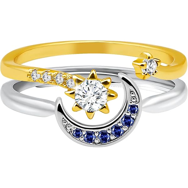Amazon.com: JczR.Y Sun And Moon Ring Set Size 6-11 Celestial