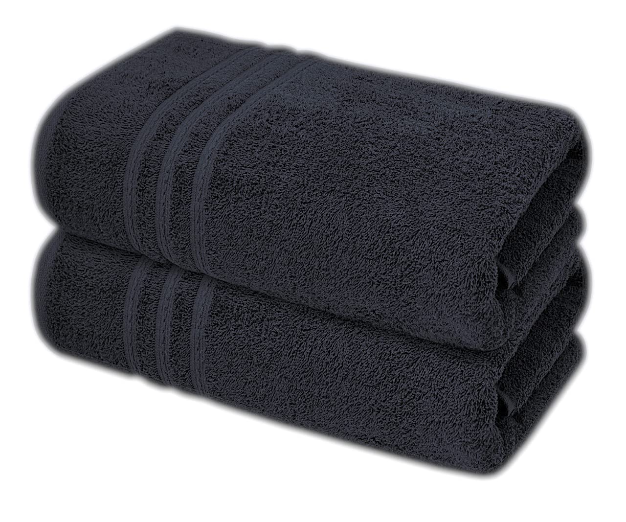 A & B TRADERS 2x Extra Large Jumbo Bath Sheets - Beach Towels 100% Cotton | Huge Size 85 x 200 cm | Pack of 2 (Black)