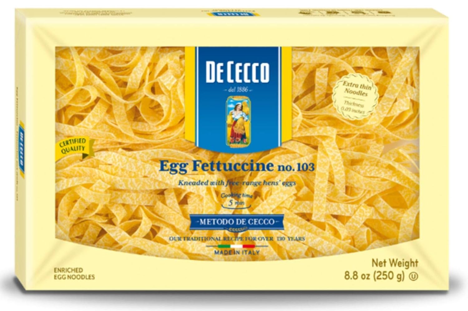 De Cecco Egg Pasta, Egg Fettuccine No.103, 8.8 Ounce (Pack of 4)