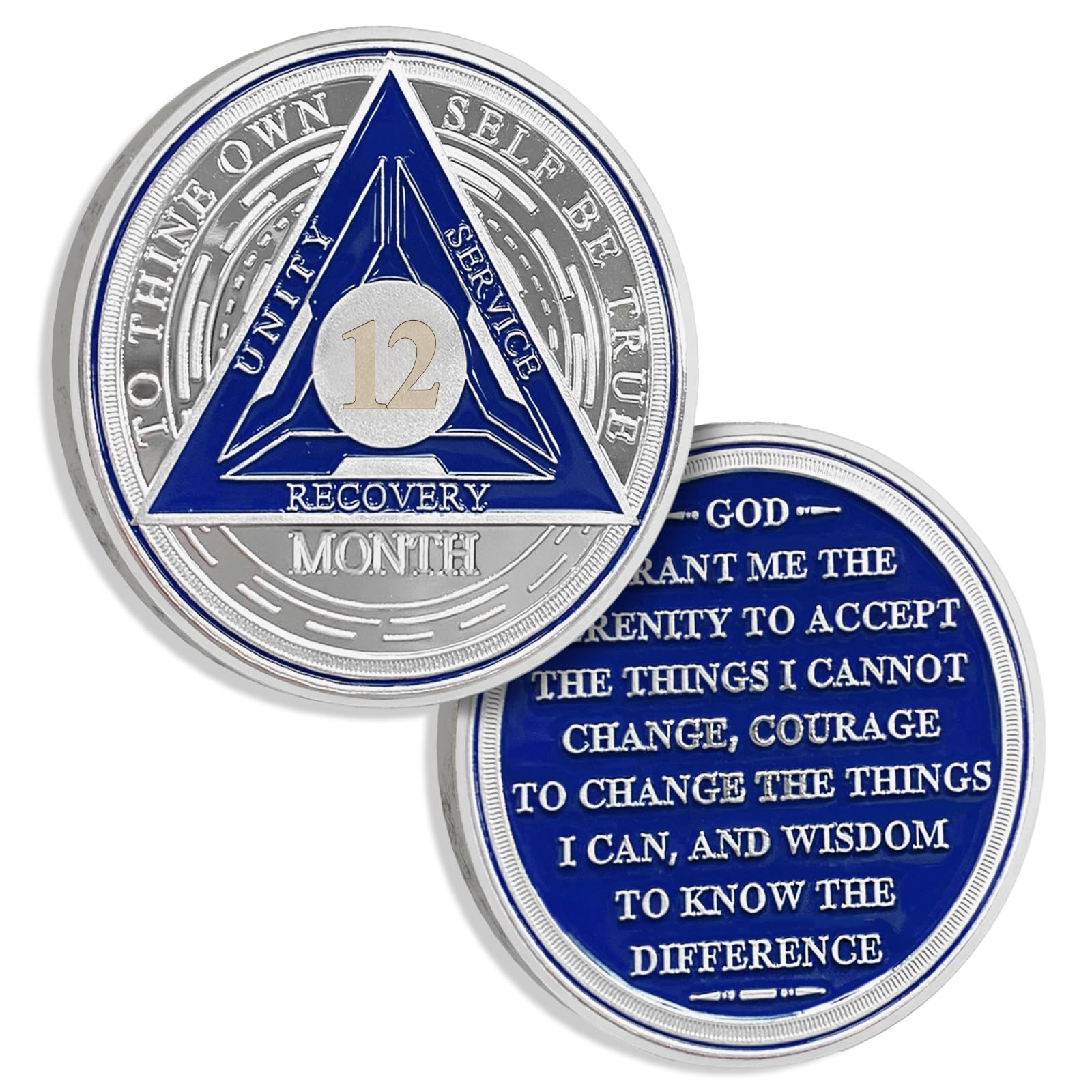 12 Month Sobriety Chips AA Coin Alcoholics Anonymous Medallion Sobriety Gifts for Men Women Recovery Chip Anniversary Token