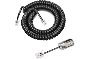 Telephone Handset Cord Detangler,Uvital 1 Pack Landline Handset Cord Cable 10Ft Uncoiled(1.2 Ft Coiled) and 1 Pack Anti-Tangl