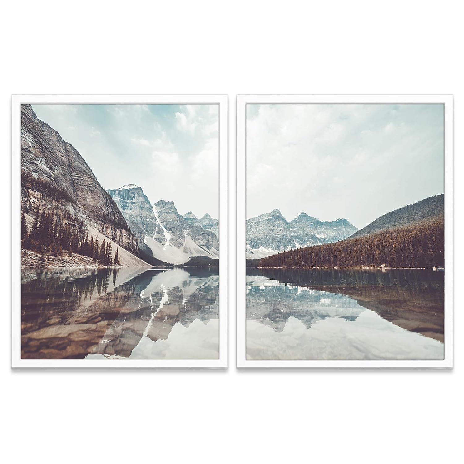 Mountain and Lake Landscape Photography Prints, Set of 2
