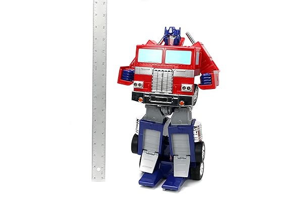JADA TOYS – TRANSFORMERS OPTIMUS PRIME CONVERTING RC VEHICLE – KIDS TOYS GIFT WITH TRANSFORMATION FROM TRUCK TO ROBOT – LIGHTS & SOUNDS – FULL FUNCTION REMOTE CONTROL – 13″ LONG