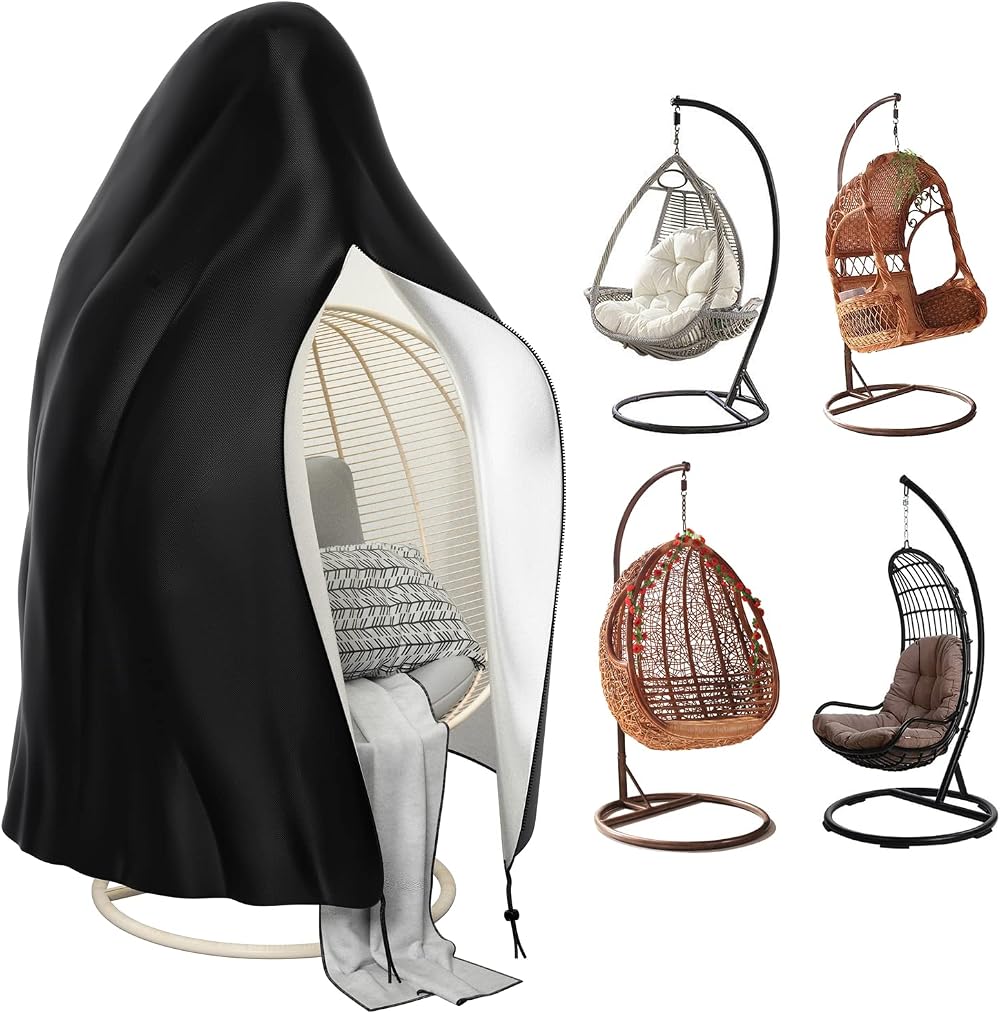 Estefanlo Egg Chair Cover Waterproof 210D Oxford 115x190cm with Zipper