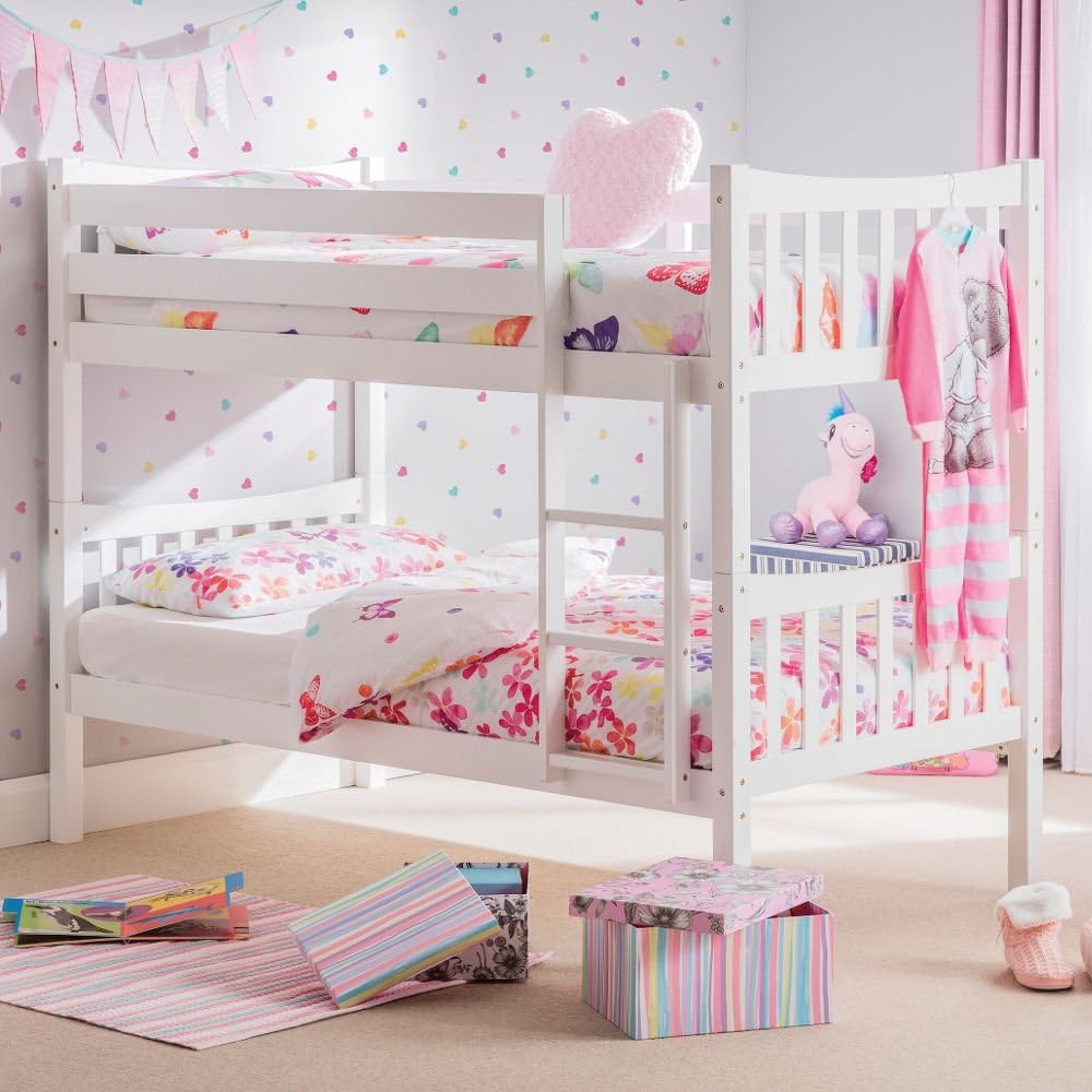 single white bunk beds