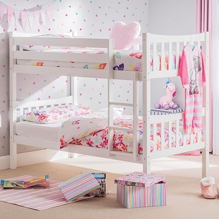 white bunk beds with mattress included