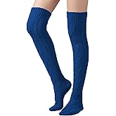 SherryDC Women's Cable Knit Thigh High Boot Socks Extra Long Winter Stockings Leg Warmers