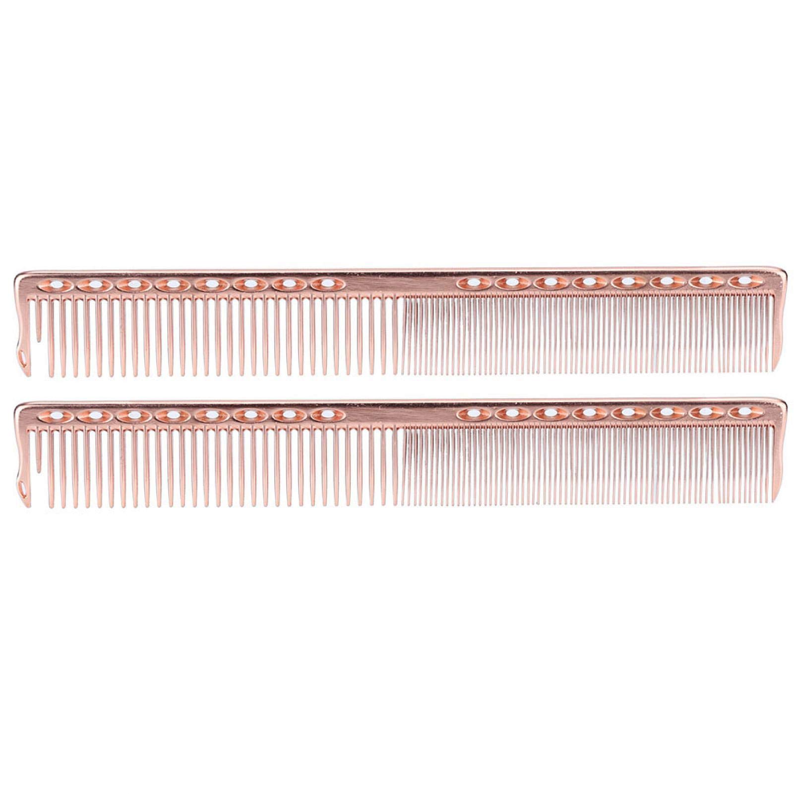 Uxsiya 2pcs Haircut Comb Professional Stainless Steel Hair Salon Comb Hairdressing Comb Styling Tool for Hairdressing and Hair Cutting(Rose Gold)