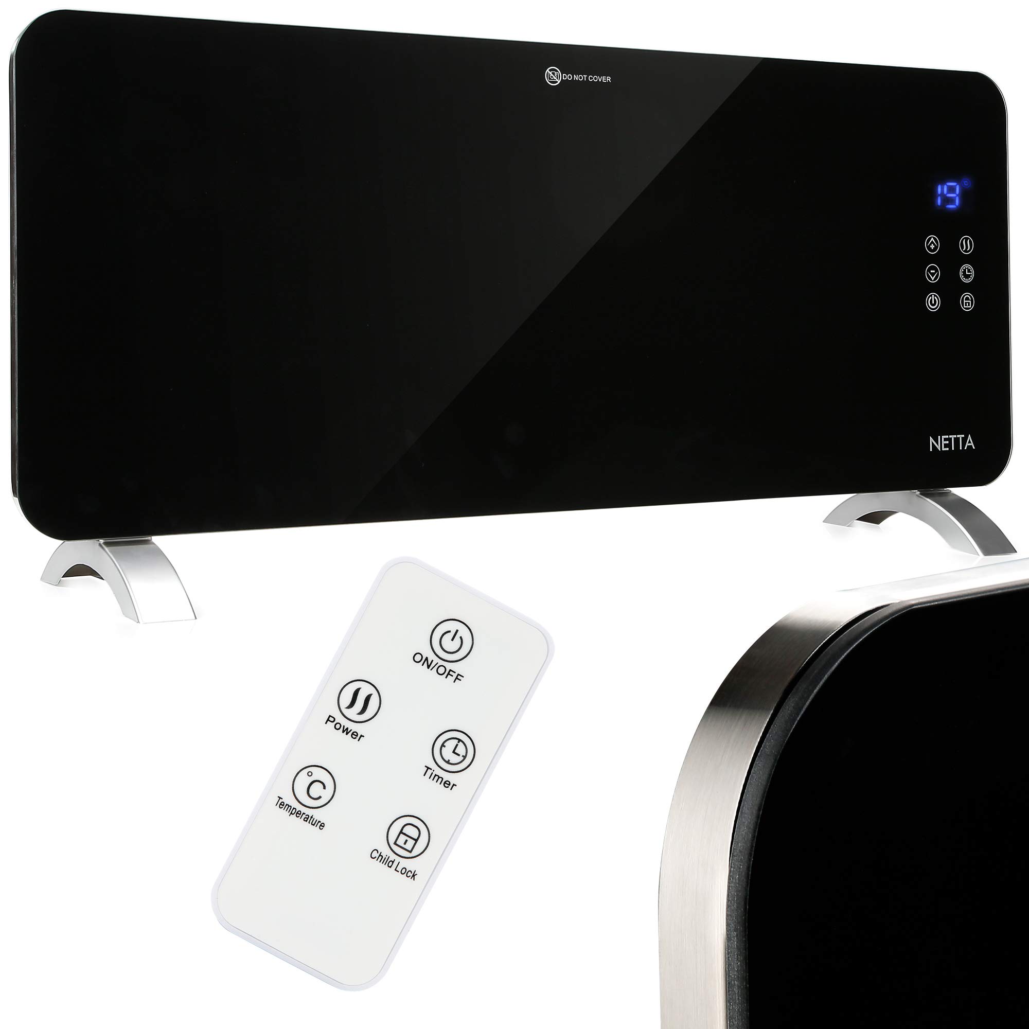 Buy NETTA Electric 2000W Slimline Glass Panel Heater Radiator With