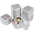 Empty 8-Ounce Capacity Square Silver Metal Tins with Clear Window for Candle Making, Candies, Gifts & Treasures (6 Pack)