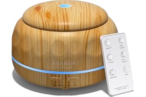 ASAKUKI Essential Oil Diffuser, 300ML Aromatherapy Humidifier with 7-Color Light, Small Home Diffuser and Perfect for Relaxation-Light Wood*