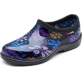 HISEA Waterproof Garden Shoe for Women Outdoor Slip-On Rain Boots Rubber Garden Clogs Short Ankle Booties and Rain Shoes with Comfort Insole, Choose Size Up