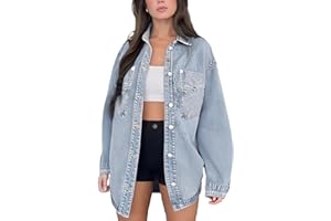 PAOLA RIBONI Womens Denim Jacket Wash Jean Jacket Coats With Pockets
