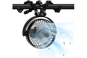 PAPAFBOY Baby Stroller Fan,20H Work Time Buggy Battery Powered Clip on Fan with Flexible Tripod Travel Beach Essentials for Car Seat Pram Crib Bike Treadmill Umbrella Wheelchairs Camping