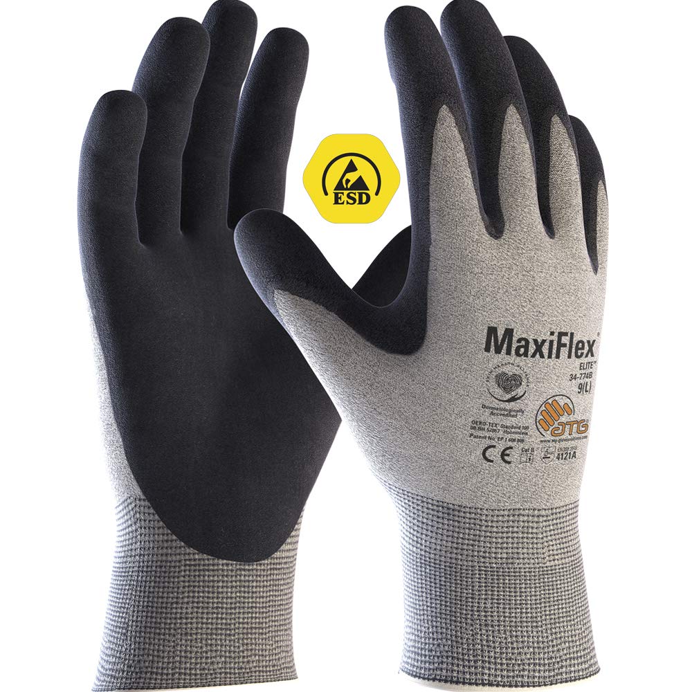 ATG 34-774B MaxiFlex Elite Glove, Size 9, light grey