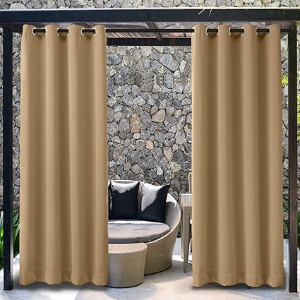Amazon Com Twopages Extra Wide Outdoor Solid Wheat Curtain