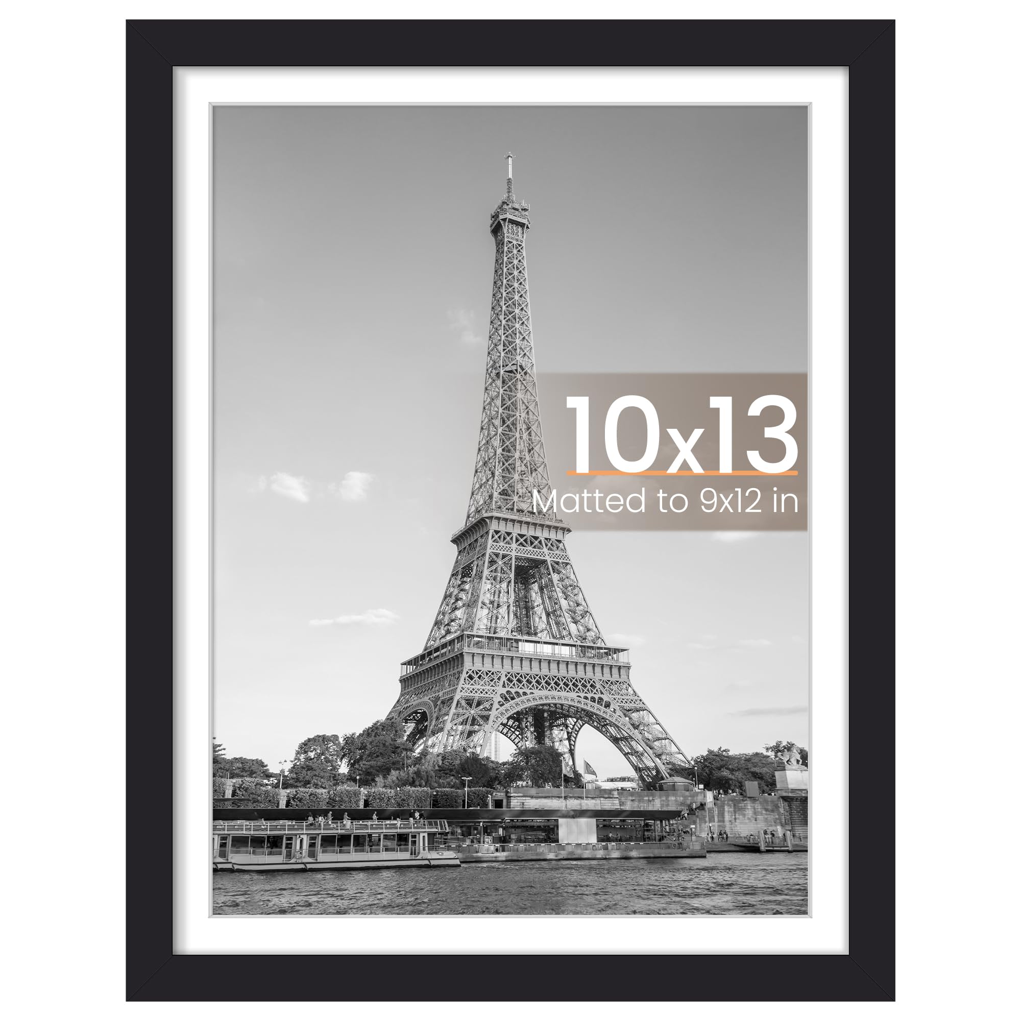 Photo 1 of upsimples 10x13 Picture Frames, Display Pictures 9x12 with Mat or 10x13 Without, Wall Hanging Photo Frame, Black, 1 Pack