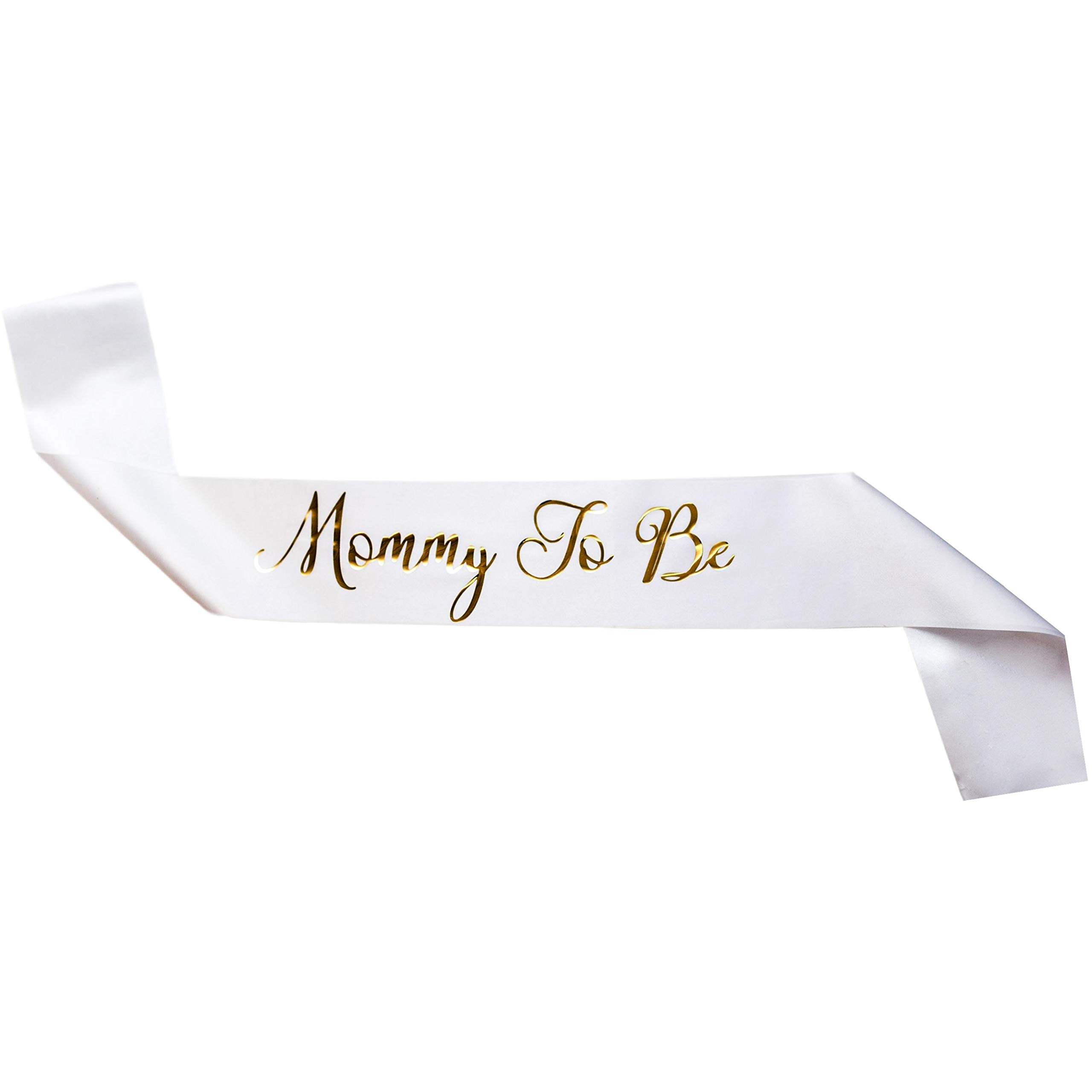 Sterling James Co. Mommy To Be White Satin Sash - Baby Shower Decoration, Gender Reveal, Welcome Baby Sprinkle