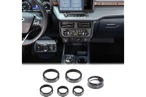 Aunginsy Compatible with Ford Maverick 2022-2024 Aluminum Car Centre Console Air Conditioner Volume Knob Button Circle Cover Car Gear Shift Switch Button Ring Trim Cover Knob Protect Ring Accessories