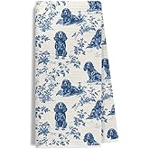 EKGJW Chinoiserie Cocker Spaniel Kitchen & Tea Towel for Women, Farmhouse Floral Dish & Hand Towel for Dog Lovers Moms,16x24 Inch