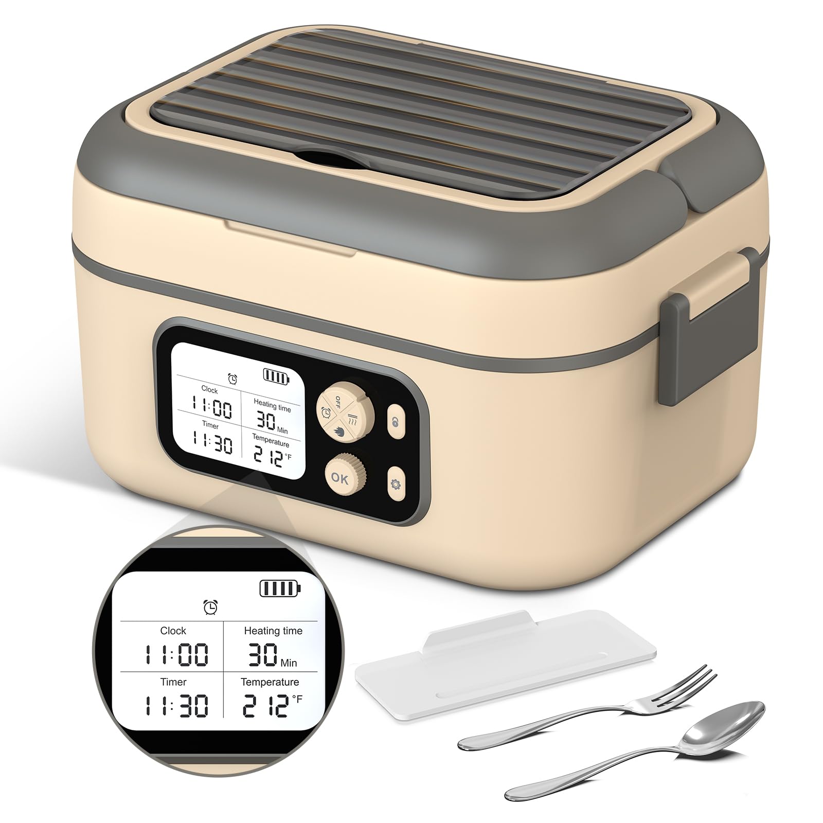 Photo 1 of ** FOR PARTS ONLY **
EDCREATY Cordless Electric Heated Lunch Box, 1.5L 6.3Cups 24000mAh Rechargeable Battery Self-Heating Lunch Box, Smart Timer, Even Heating, 100W Portable Food Warmer for Office, Picnic, Car, Outdoor