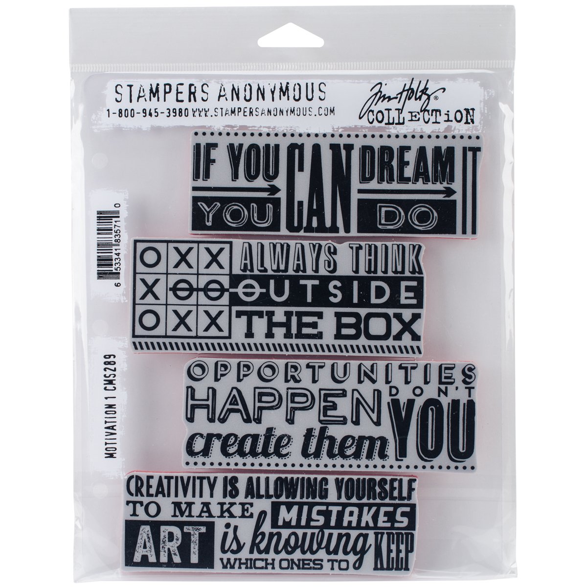 Stampers Anonymous Tim Holtz Motivation 1 Cling Rubber Stamp Set, Multicoloured