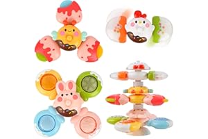 Vanmor 12 PCS DIY Stackable Suction Cup Spinner Toy for Baby, 3 PCS Suction Spinner Toys for Babies 12-18 Months, Baby Suctio