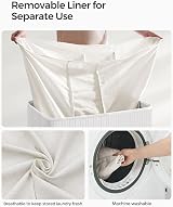 SONGMICS LCB091W01 150 L Laundry Basket with 3 Sorting Compartments Bamboo Lid view 3
