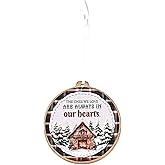 Dicksons Decorative Holiday Hanging Christmas Tree Ornament 4 x 4.25 Inch MDF Always in Our Hearts Cabin