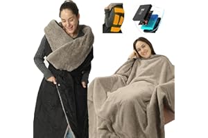 ZonLi Electric Wearable Heated Blanket, 2-in-1 Design Portable Cordless Heated Blankets Battery Operated Heated Shawl Blanket, Rechargeable Power Bank for Home, Office, Travel, Gift for Christmas