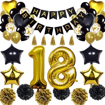 18 Geburtstag Dekorationen Ballon Banner Happy Birthday Banner