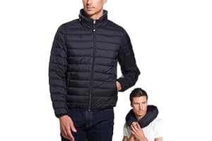 Weatherproof Mens Puffer Jackets - Packable Travel Neck Pillow Alternative Down Puffer Jacket Men (S-3XL)