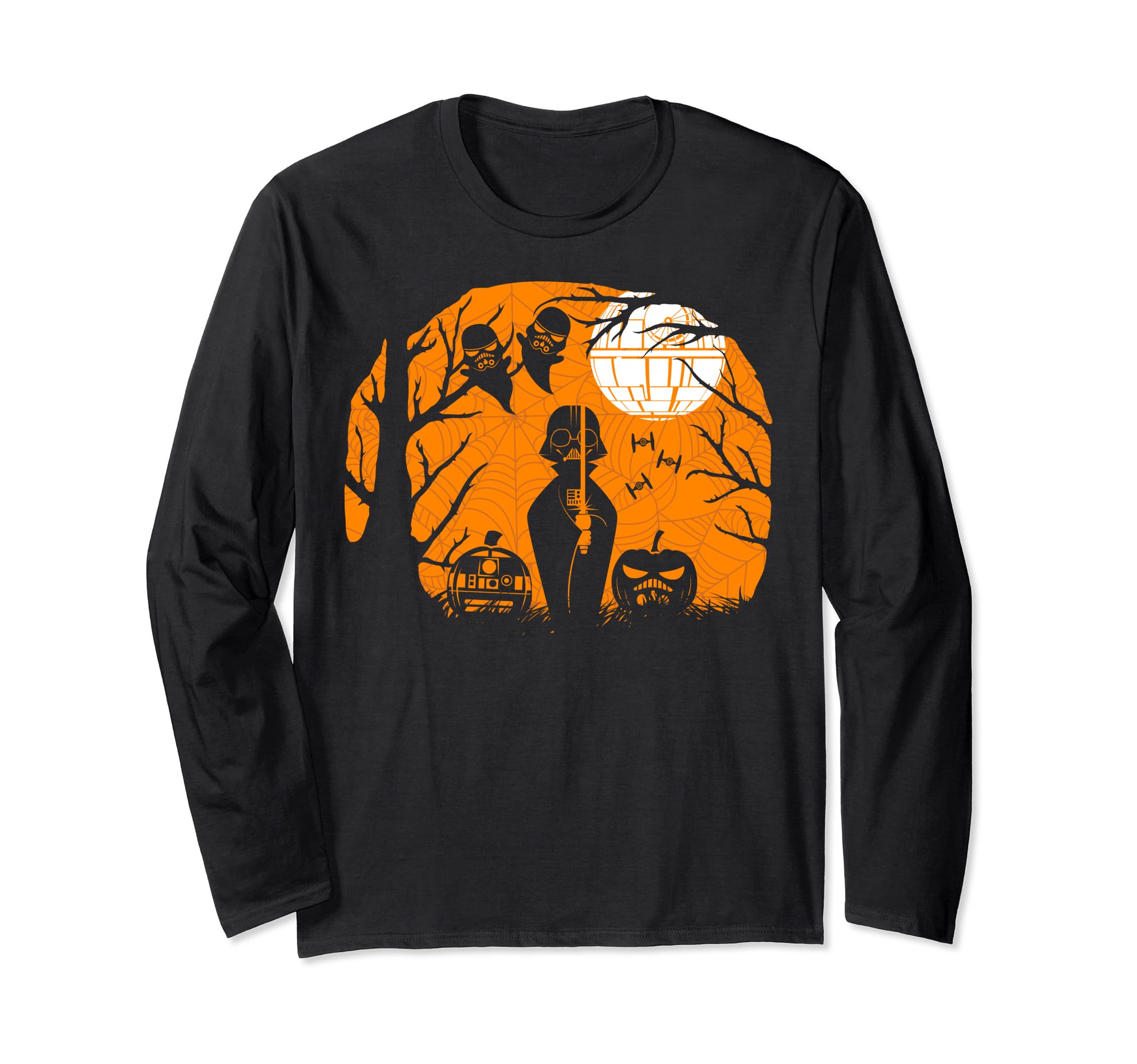 Star Wars Halloween Darth Vader Death Star Silhouette Long Sleeve T-Shirt